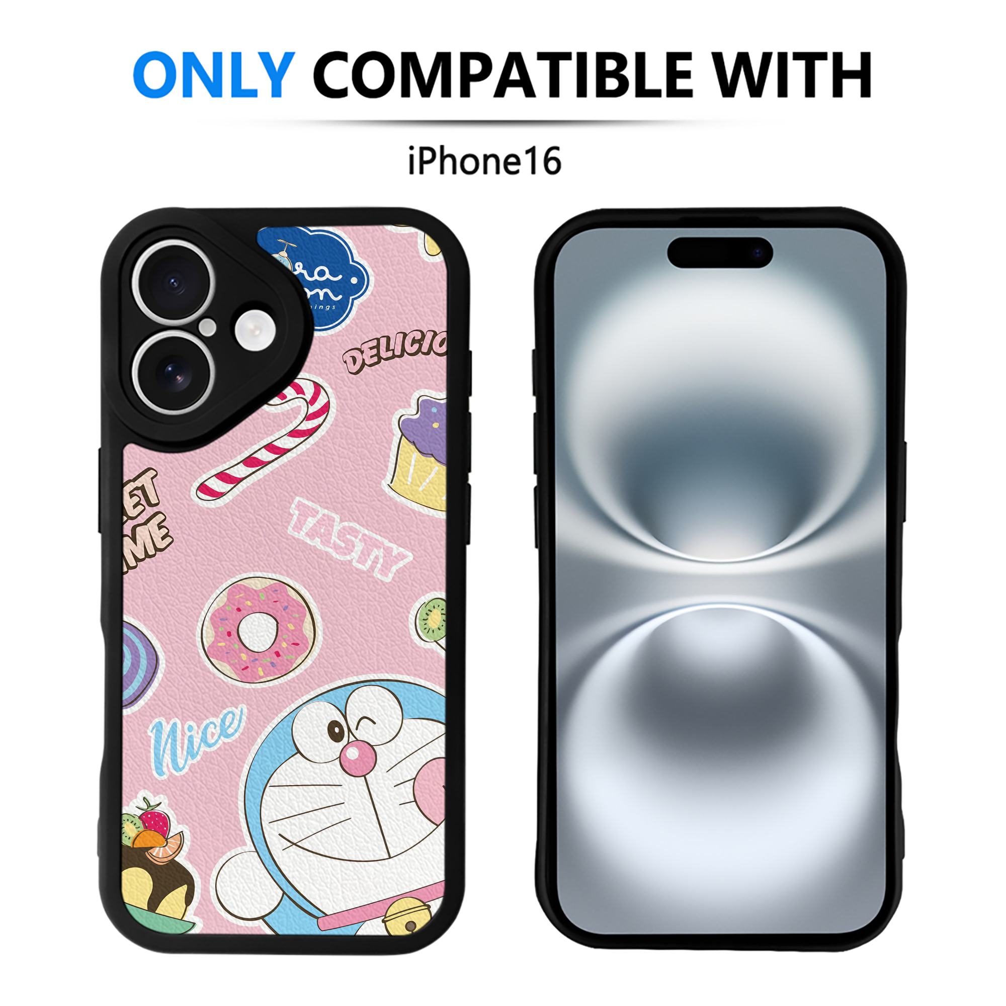 （画像用） ドラえもん Doraemon 【iPhone 16シリーズ対応】シリコンスマホケース（レザー調） 材質：シリコン